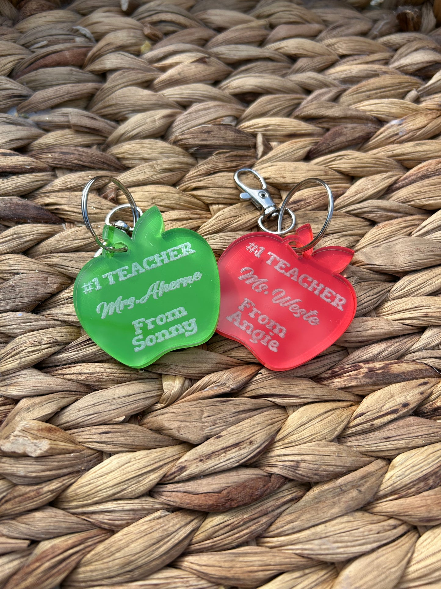 #1 Teacher Apple keyring