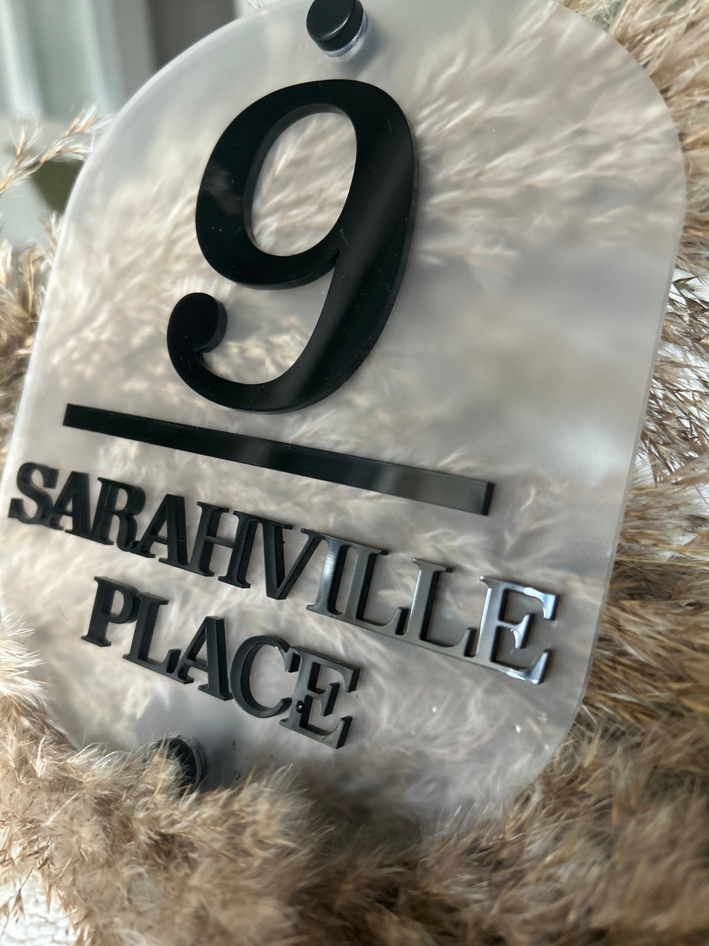 Frosted Acrylic & Black lettering House sign