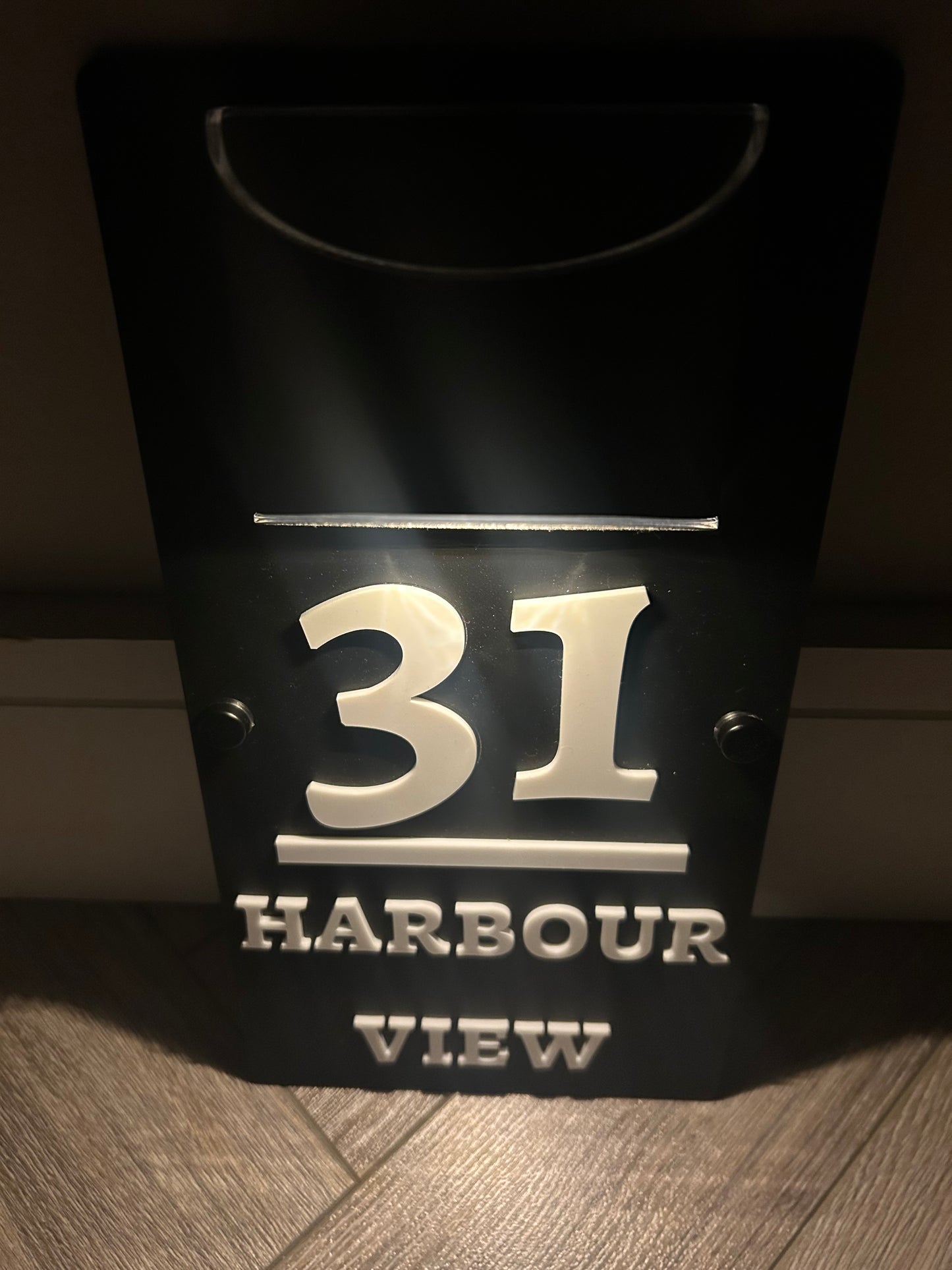 Black Acrylic solar lit house sign