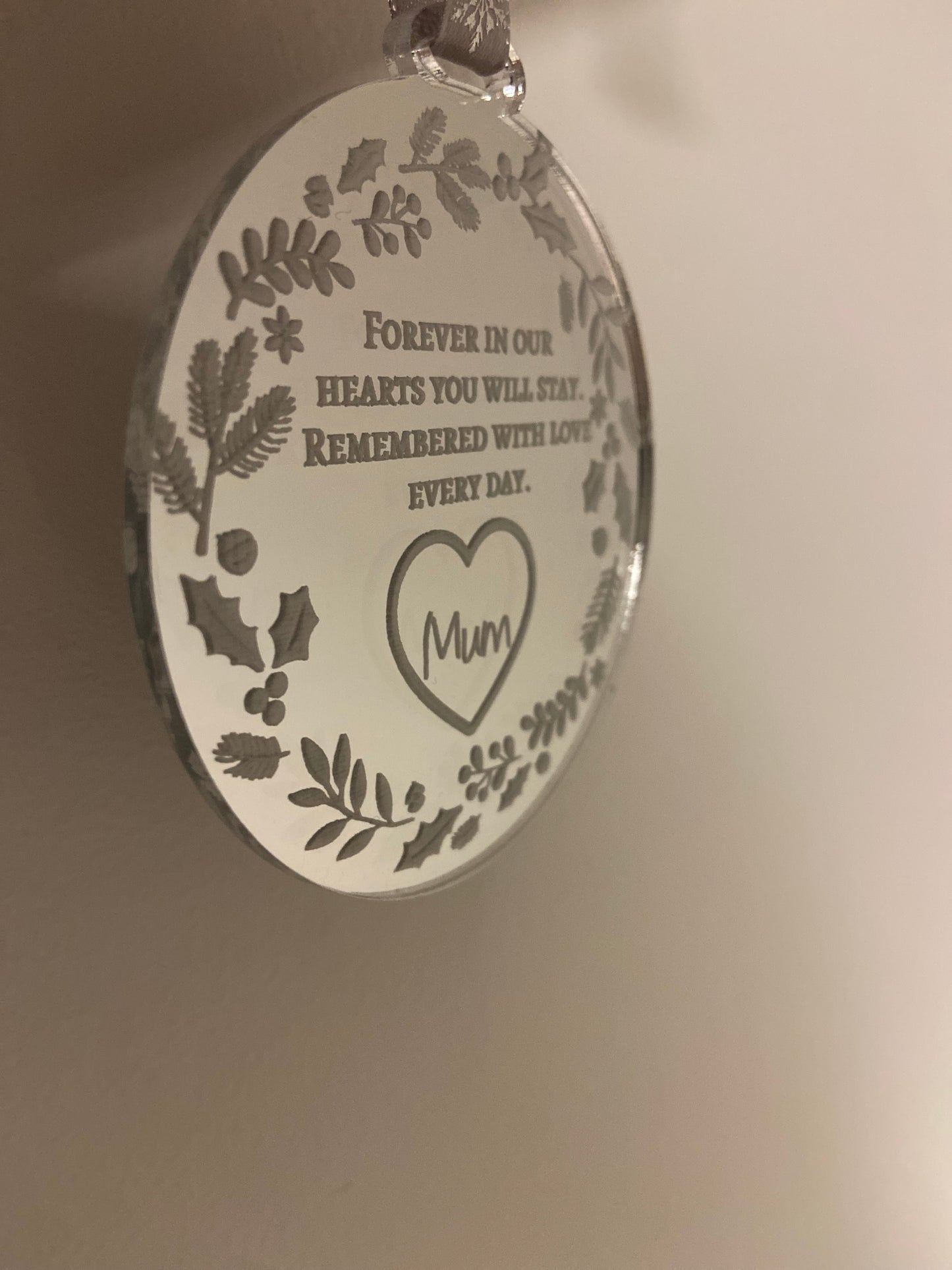 Mirrored acrylic memorial ornament