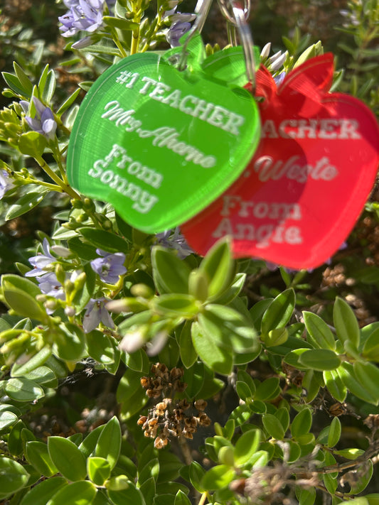 #1 Teacher Apple keyring