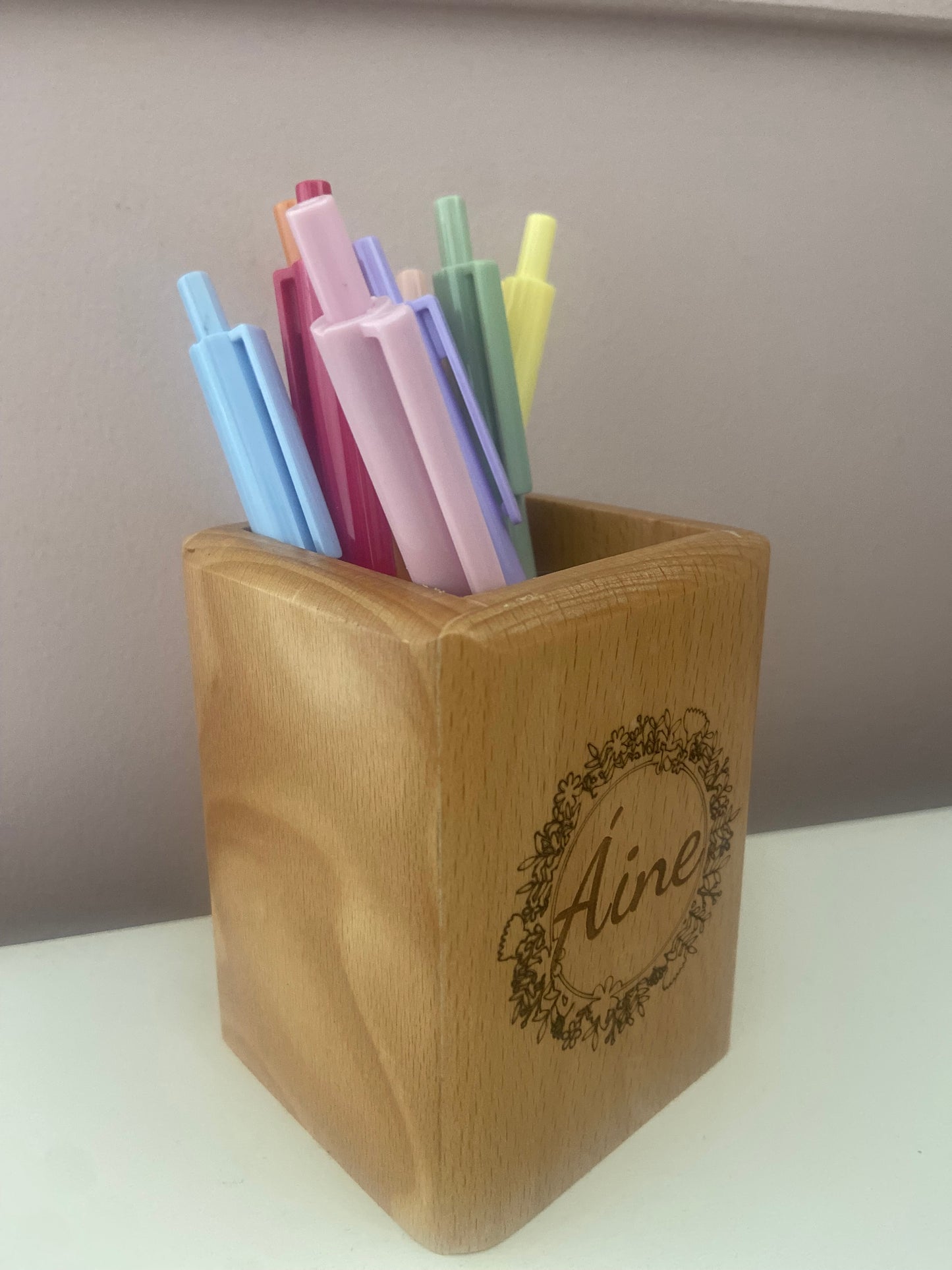 Personalised Wooden Pen Pot/Make Up brush holder