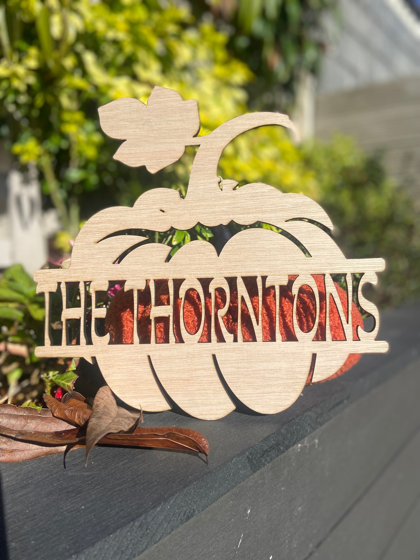 Timber Family Name Pumpkin Ornament