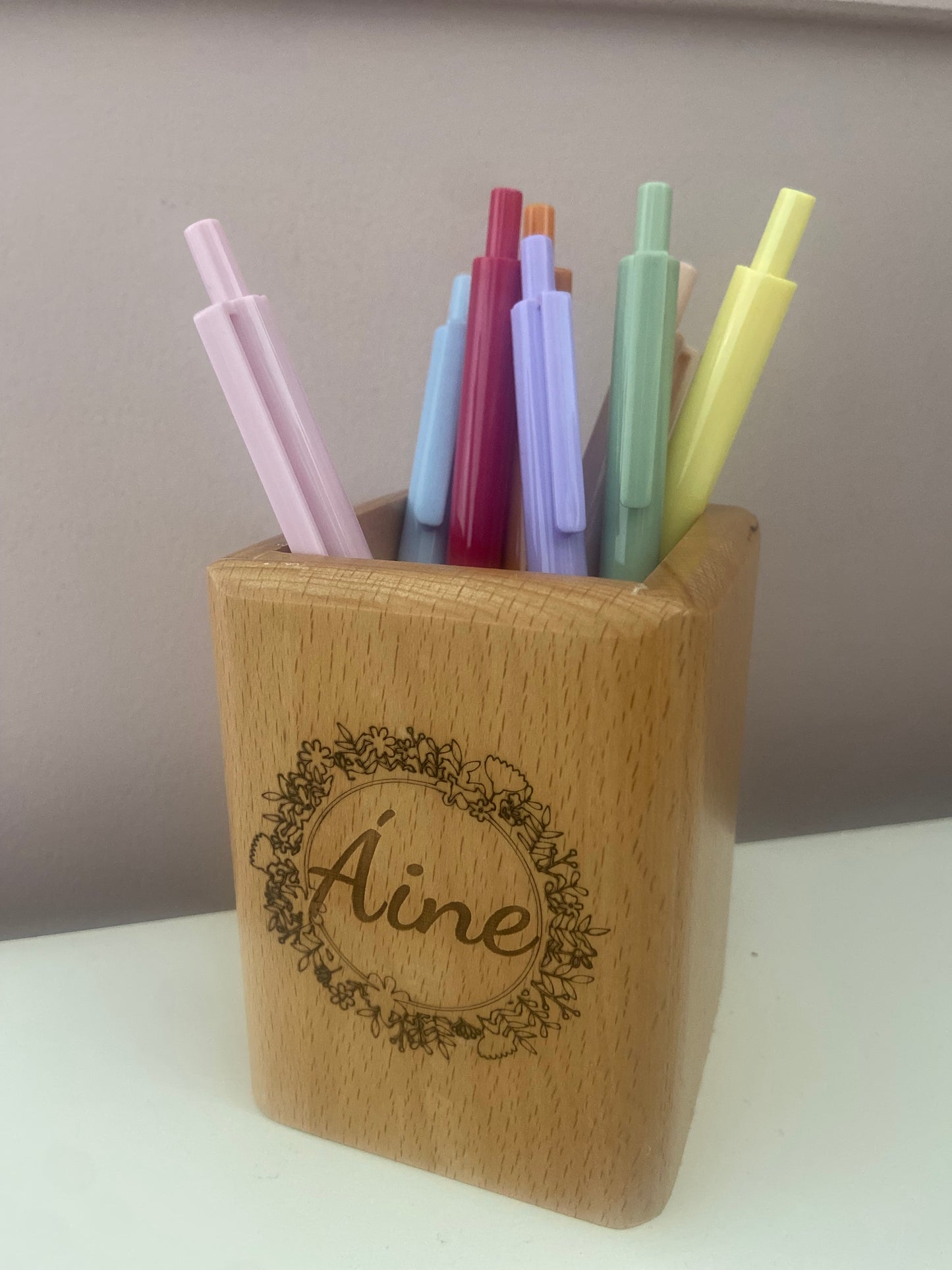 Personalised Wooden Pen Pot/Make Up brush holder