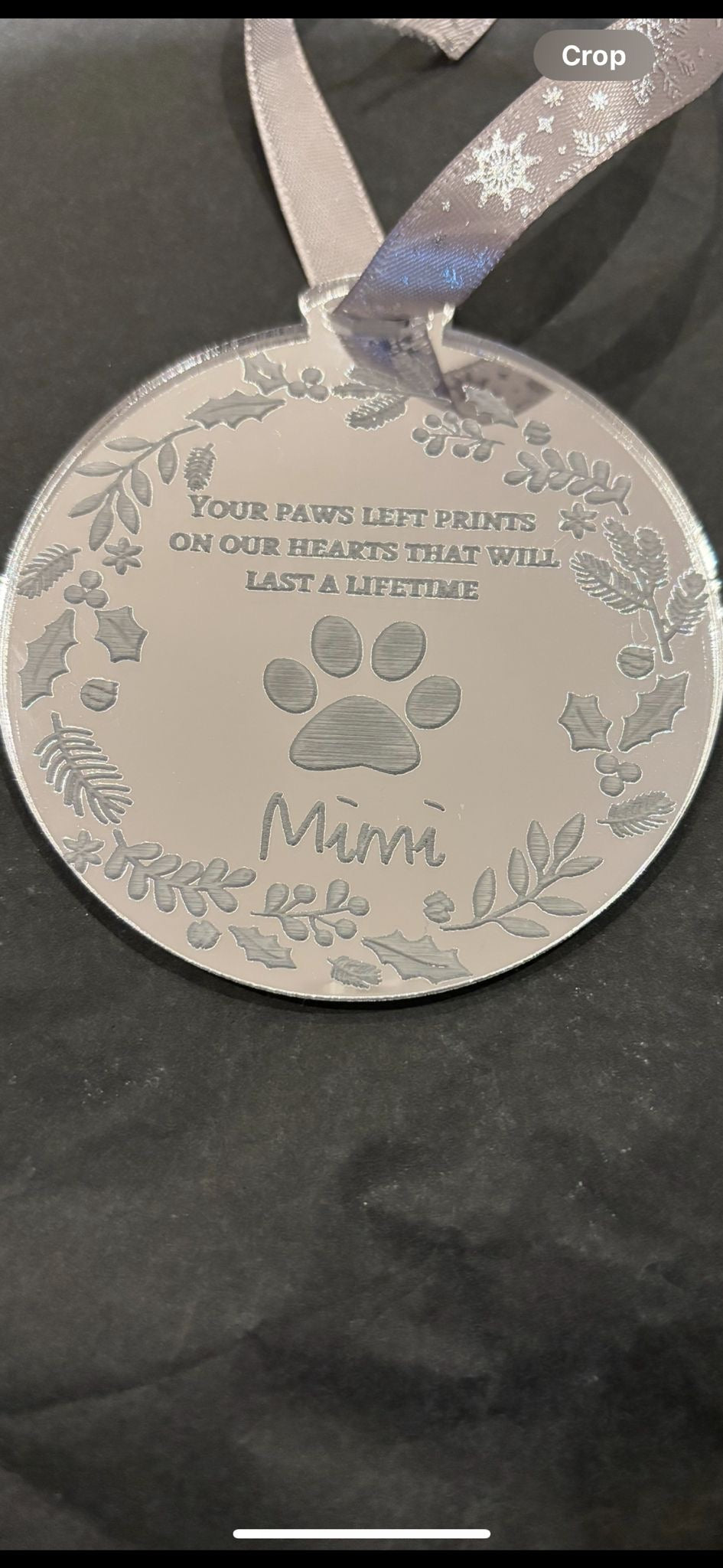 Mirrored acrylic memorial ornament