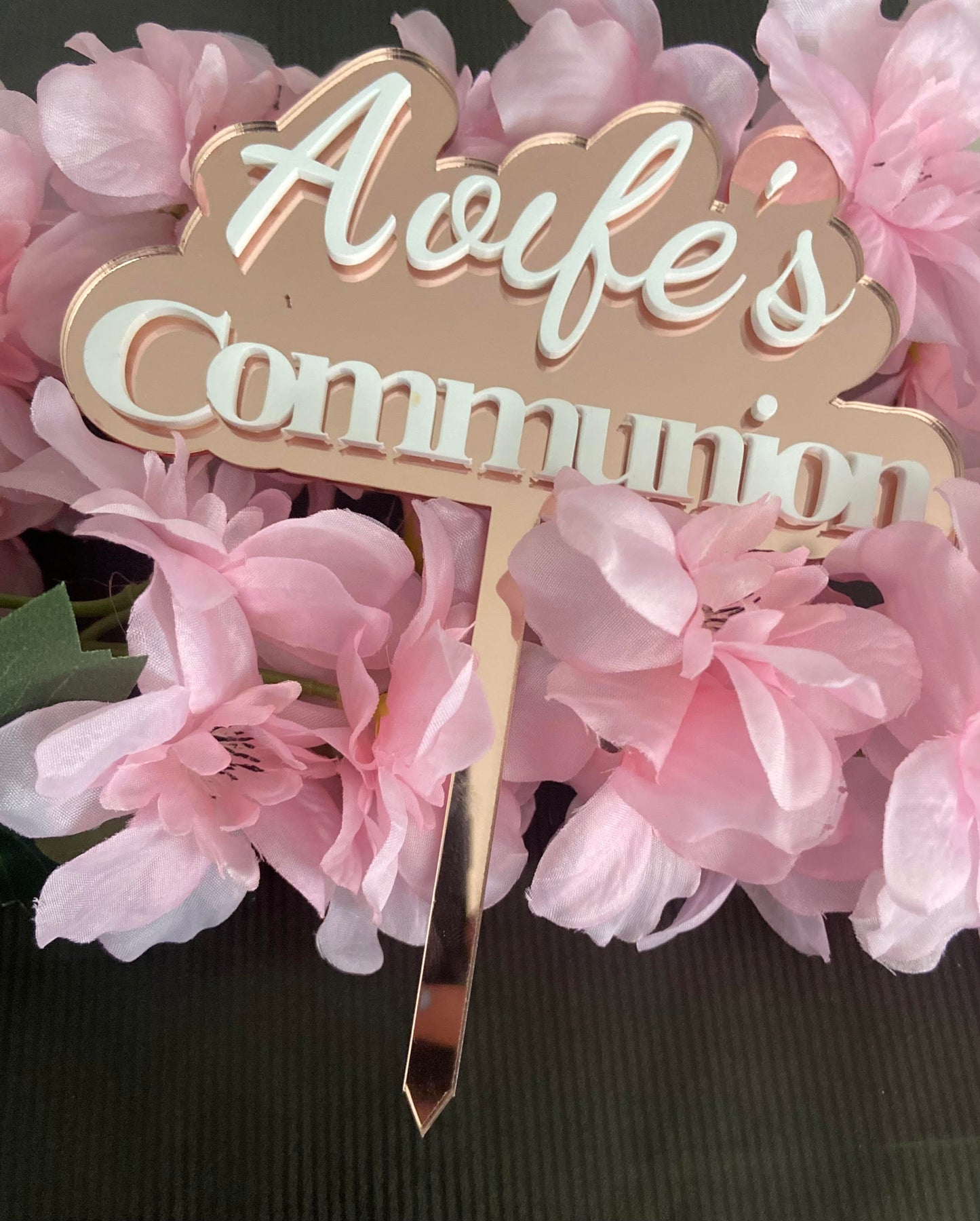 Rose Gold & White Cake Topper