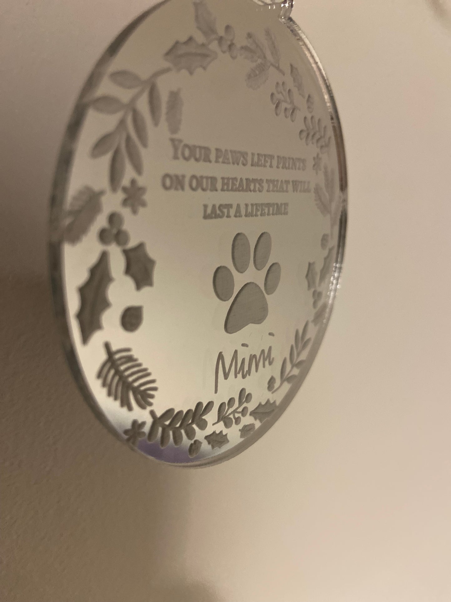 Mirrored acrylic memorial ornament