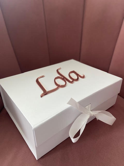 White personalised gift box